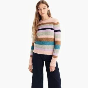 Point Sur Wool Striped Crewneck Sweater in Pink and Multi-Color EUC XL